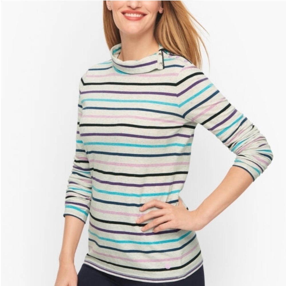 Talbots, Colorful Mockneck Tee
Sz Medium
Excellent Condition